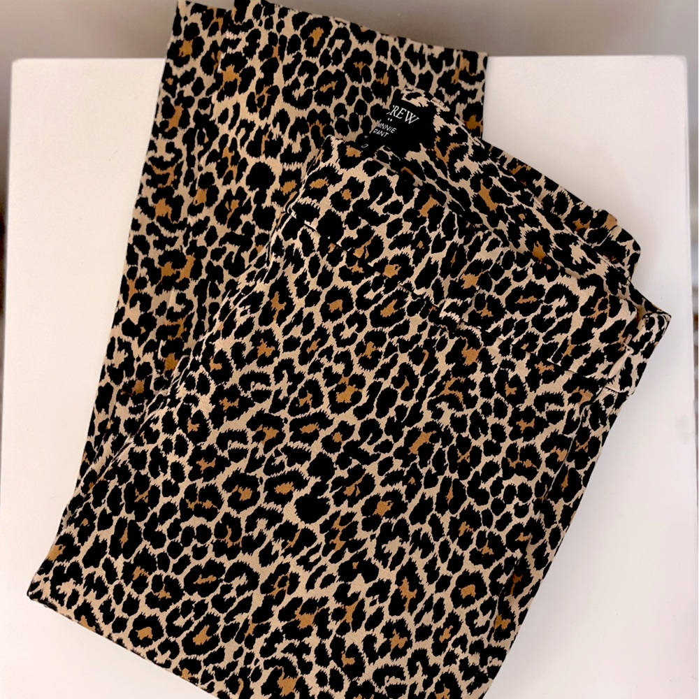 J Crew I Cheetah/Leopard print Winnie Pants Cotton Stretch, Size 0